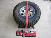 N-Fab Bed Mounted Tire Carrier Universal - Gloss Black - Red Strap