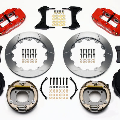 Wilwood Narrow Superlite 4R Rear P-Brk Kit 12.88in Red Chevy 12 Bolt w/ C-Clips