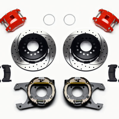 Wilwood D154 P/S P-B Kit Drilled-Red 12 Bolt 2.75in offset Staggered Shock