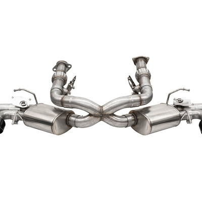 Corsa 20-25 Corvette C8 3in Valved Cat-Back 4.5in Blk Quad Tips Fits Factory Perf Exhaust DeletesAFM