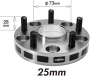 Project Kics 25mm Thick 12x1.25 66mm Hub 5x114.3 Wide Tread Spacers