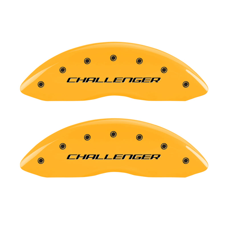 MGP 4 Caliper Covers Engraved Front & Rear Block/Challenger Yellow finish black ch
