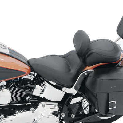 Mustang 06-17 Harley Softail Wide Tire (200mm) Sport Touring Solo Seat w/Driver Backrest - Black