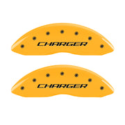 MGP 4 Caliper Covers Engraved Front Charger Engraved Rear RT Yellow finish black ch