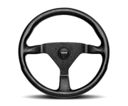 Momo Montecarlo Steering Wheel 350 mm - Black Leather/Red Stitch/Black Spokes