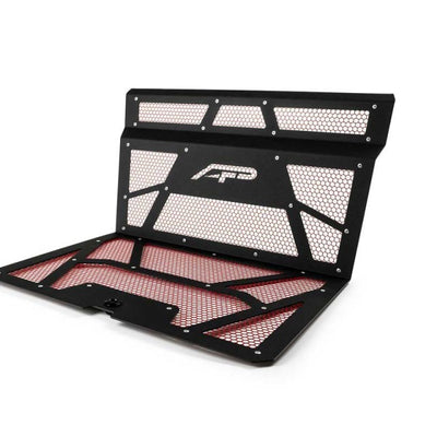 Agency Power 14-18 Polaris RZR XP 1000 / XP Turbo Vented Engine Cover - Matte Black/Red Mesh