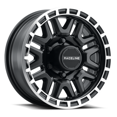 Raceline 953BM Krank 15x6in / 6x139.7 BP / 0mm Offset / 4.25mm Bore - Black & Machined Wheel