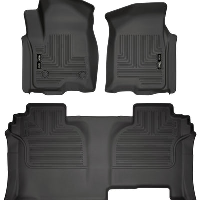 Husky Liners 19-23 GMC Sierra 1500 Double Cab Weatherbeater Black Front & 2nd Seat Floor Liners