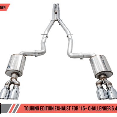 AWE Tuning 2015+ Dodge Challenger 6.4L/6.2L Non-Resonated Touring Edition Exhaust - Quad Silver Tips