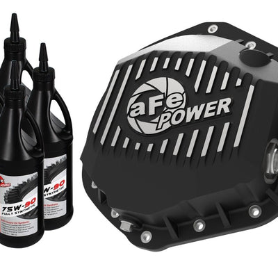 aFe Pro Series Rear Diff Cover Black w/ Machined Fins & Gear Oil 01-18 GM Diesel Trucks V8-6.6L (td)
