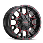 Mayhem 8015 Warrior 20x9 / 6x135 BP / 18mm Offset / 106mm Hub Black w/ Prism Red Wheel