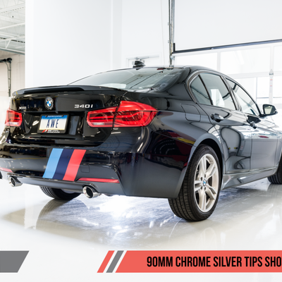 AWE Tuning BMW F3X 340i Touring Edition Axle-Back Exhaust - Chrome Silver Tips (90mm)