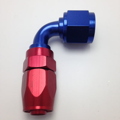 Fragola -6AN Nut x -8AN Hose 90 Degree Expanding Hose End - Blue/Red