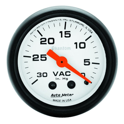 Autometer Phantom 52mm 30 in. HG. Mechanical Vacuum Gauge