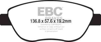 EBC 14-17 Fiat 500 Redstuff Ceramic Low Dust Front Brake Pads