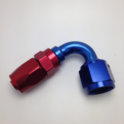 Fragola -10AN Fem x -8AN Hose 120 Degree Reducing Hose End - Blue/Red