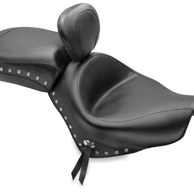 Mustang 04-21 Honda VT750 Aero Wide Touring 2PC Seat w/Driver Backrest Studs - Black