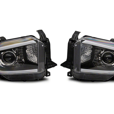 Raxiom 14-21 Toyota Tundra Axial Series Projector Headlights w/ LED Bar- Blk Housing (Clear Lens)