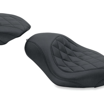 Mustang 04-21 Harley Sportster Wide Tripper Solo Seat Diamond Stitch - Black
