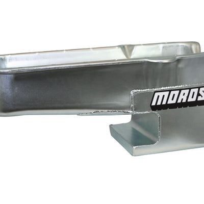 Moroso 86-Up Chevrolet Small Block (w/1 Piece Rear Main Seal) Wet Sump 6qt 9in Steel Oil Pan - Black