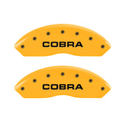 MGP 4 Caliper Covers Engraved Front & Rear Cobra Yellow Finish Black Char 2006 Ford Mustang