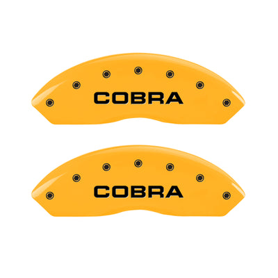 MGP 4 Caliper Covers Engraved Front & Rear Cobra Yellow Finish Black Char 2006 Ford Mustang