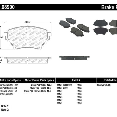 StopTech Performance 01-05 Miata w/ Sport Suspension Front Brake Pads D890
