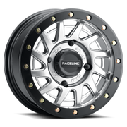 Raceline A12SB Squad 15x7in/4x137 BP/10mm Offset/110.18mm Bore - Silver & Black Ring Beadlock Wheel