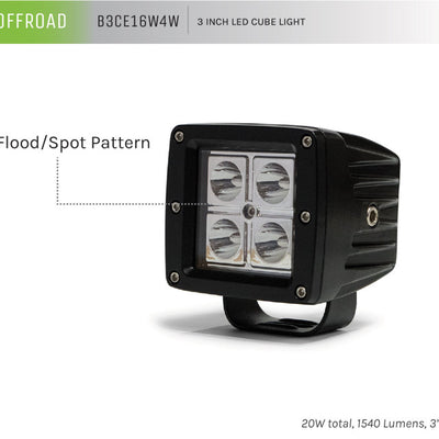 DV8 Offroad 3in Cube LED Light 20W Spot 5W LED - Chrome