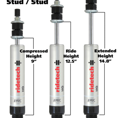 Ridetech HQ Series Shock Absorber Fixed Valve 5.75in Stroke Stud Plate/Stud Mounting 9.55in x 15.3in