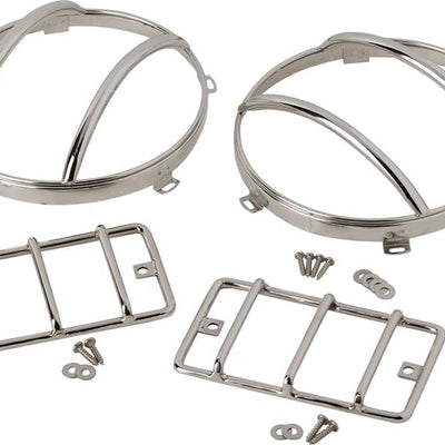 Kentrol 97-06 Jeep Wrangler TJ Euro Light Guard Set 4 Pieces - Polished Silver