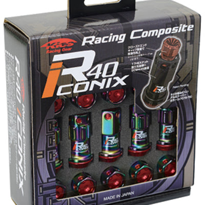 Project Kics 16+4 Neo Chrome Lock & Lug Nuts R40 Iconix w/ Aluminum Cap (Black) - 12X1.50