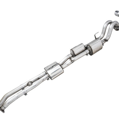 AWE 16-22 Toyota Tacoma 0FG Catback Exhaust w/ BashGuard - Dual Chrome Silver Tips