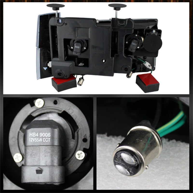 xTune GMC Yukon 92-93 Crystal Headlights w/ Corner & LED Bumper Smoke HD-JH-GMCCK88-LED-AM-SM-SET