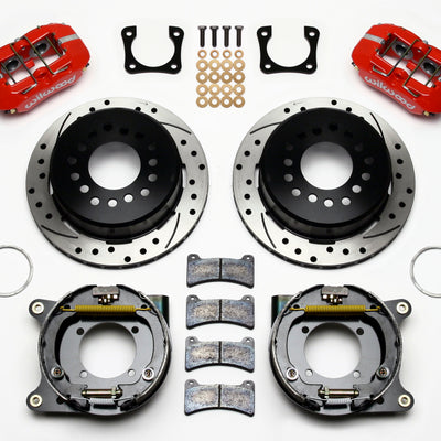 Wilwood Dynapro Low-Profile 11.00in P-Brake Kit Drill-Red Chevy 12 Bolt Spcl 2.81in Off Stag Mount
