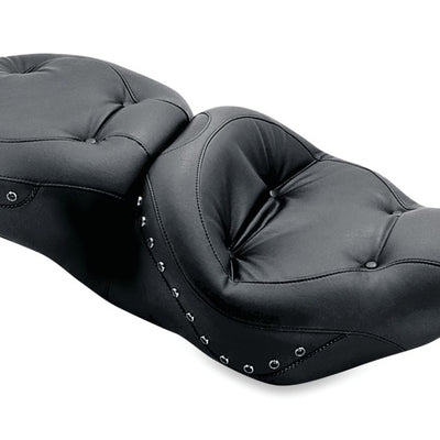 Mustang 97-07 Harley Rd King, 06-07 Str Glide, 00-05 Eagle Tour 1PC Seat w/Blk Pearl Studs - Black