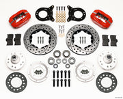 Wilwood Forged Dynalite Front Kit 11.00in Drill Red 1970-1973 Mustang Disc & Drum Spindle