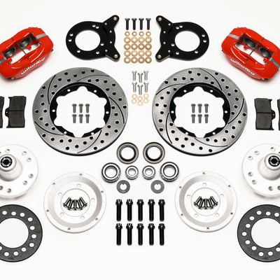 Wilwood Forged Dynalite Front Kit 11.00in Drill Red 1970-1973 Mustang Disc & Drum Spindle