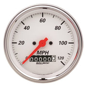 AutoMeter Gauge Speedometer 3-3/8in. 120MPH Elec. Prog. W/ Wheel Odo Arctic White