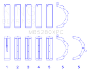 King Engine Bearings Ford V8 4.6L/5.4L SOHC Coated (Size .026) Crankshaft Main Bearings (Set of 5)