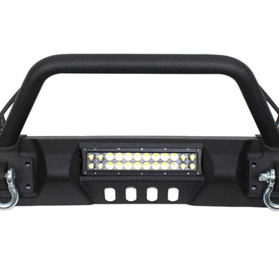 Fishbone Offroad 07-18 Jeep Wrangler JK Frnt Stubby Winch Bumper W/Tube Guard - Blk Txtrd Pwdrcoated
