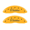 MGP 4 Caliper Covers Engraved Front & Rear Cursive/Cadillac Yellow finish black ch