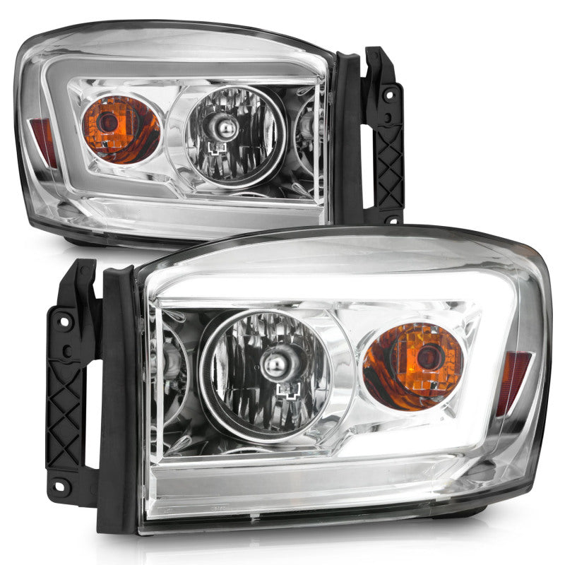 ANZO 06-09 Dodge RAM 1500/2500/3500 Headlights Chrome Housing/Clear Lens (w/ Light Bars)