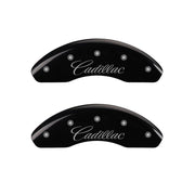 MGP 4 Caliper Covers Engraved Front & Rear Cursive/Cadillac Black finish silver ch