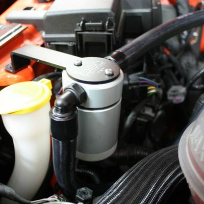 J&L 15-23 Ford Mustang GT/15-20 Ford Mustang GT350 Passenger Side Oil Separator 3.0 - Clear Anodized