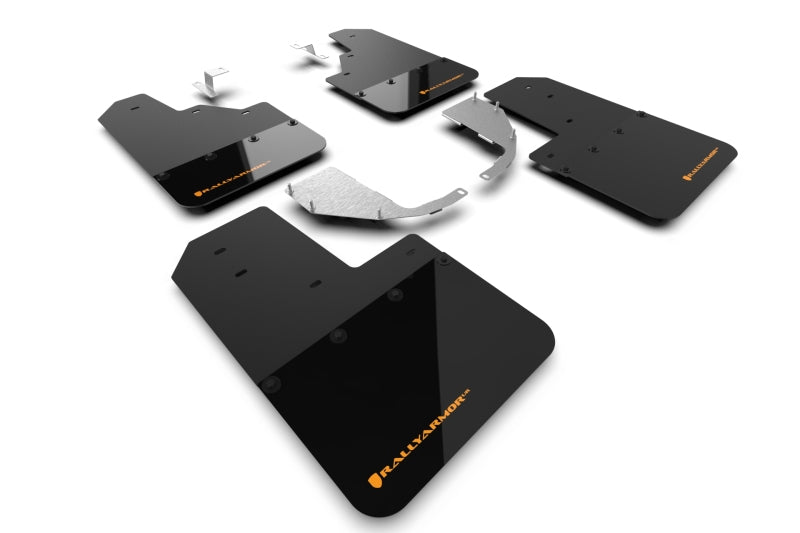 Rally Armor 21-25 Ford Bronco (Steel Bmpr - NO Rptr/Sprt - NO RR/RB) Blk Mud Flap w/Cy Orange Logo