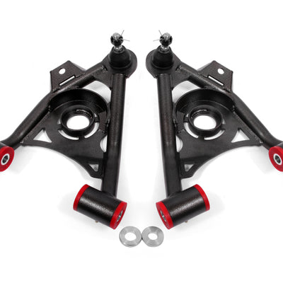 BMR 79-93 Fox Mustang Non-Adj Lower A-Arms Standard Ball Joint Spring Pocket - Black Hammertone