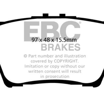 EBC 13+ Lexus ES300h 2.5 Hybrid Ultimax2 Rear Brake Pads