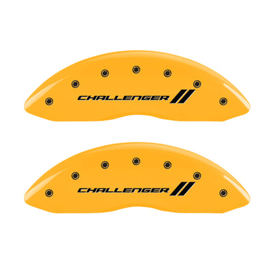 MGP 4 Caliper Covers Engraved Front & Rear With stripes/Challenger Yellow finish black ch