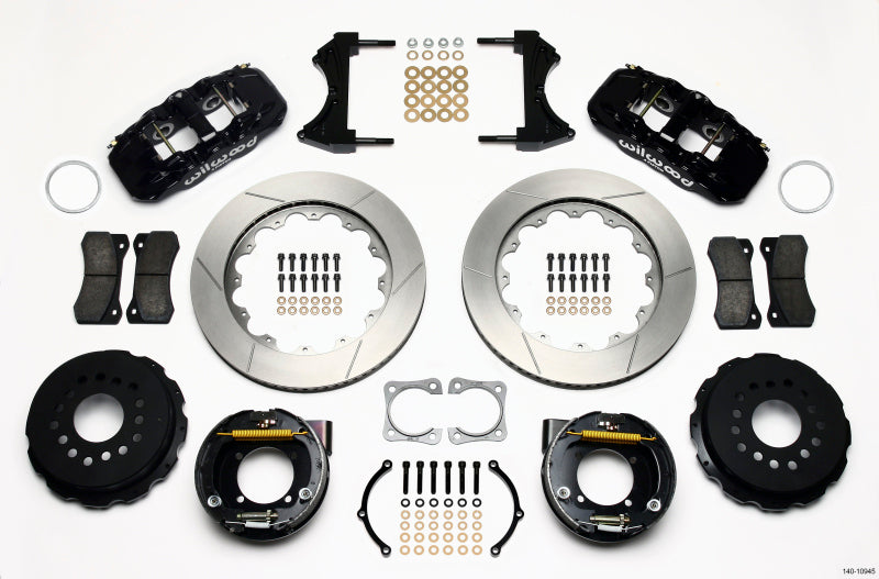 Wilwood AERO4 Rear P-Brake Kit 14.00in Chevy 12 Bolt-Spec 3.15in Bearing
